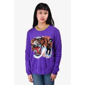 Gucci Purple/Gold Tiger Printed Knit Size S